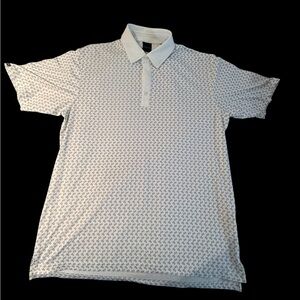 Stylish White Patterned Polo Shirt